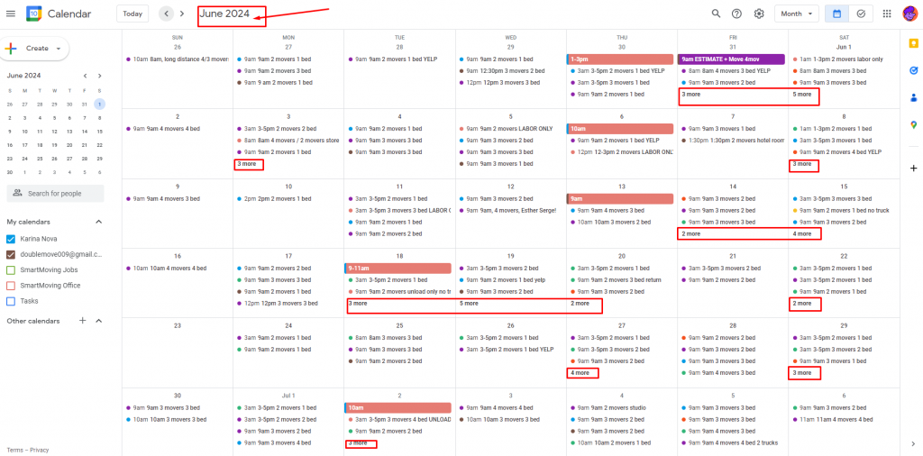 Google Ads results for moving company campaign showing 514 conversions and ROI