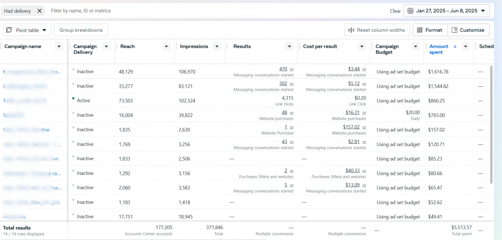 Facebook Ads results e-commerce case study